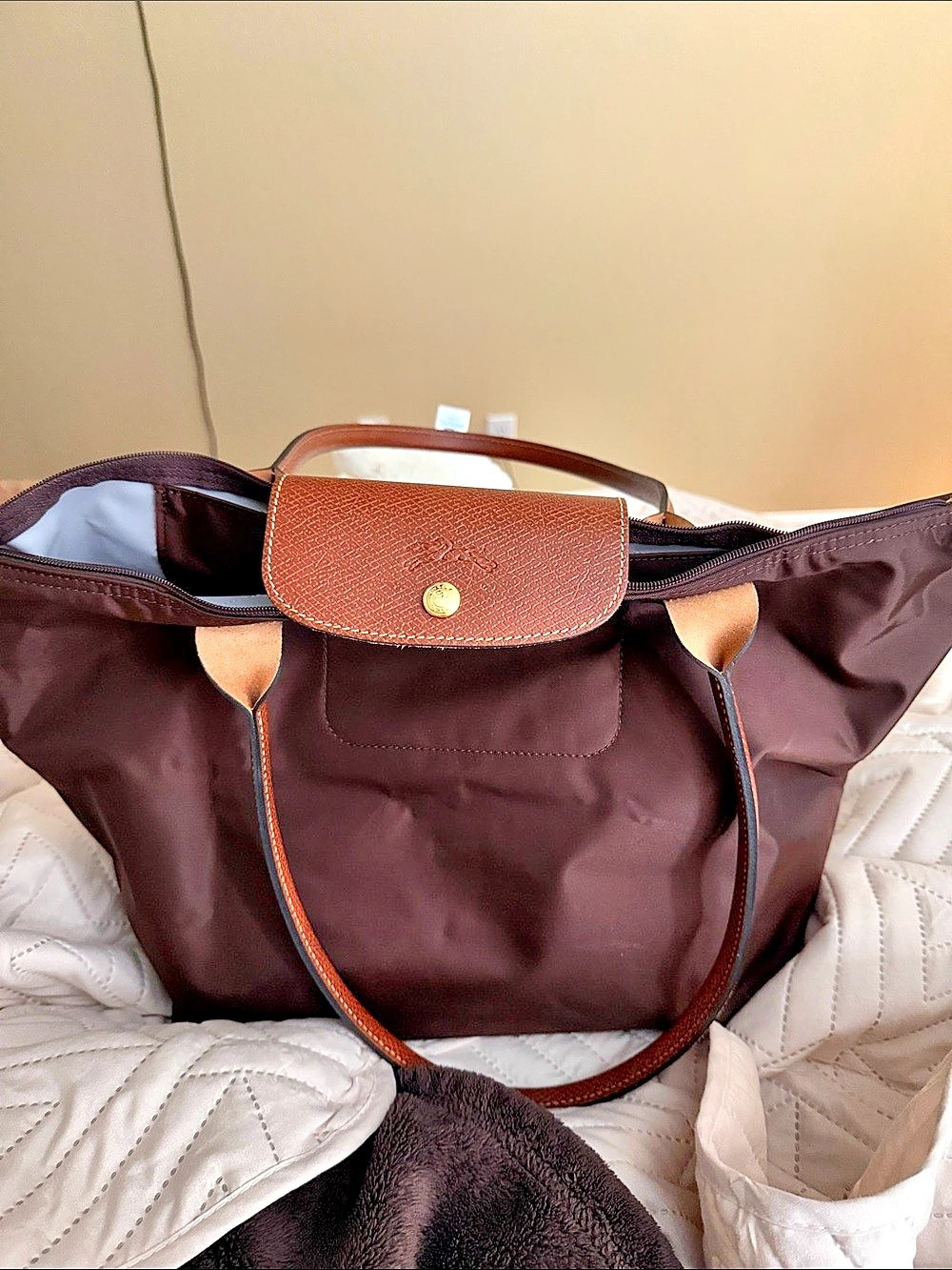 Longchamp Le Pliage Original Shoulder Tote in Brown